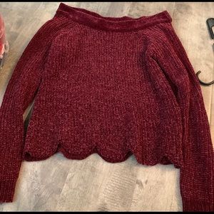 Off the shoulder cable knit sweater